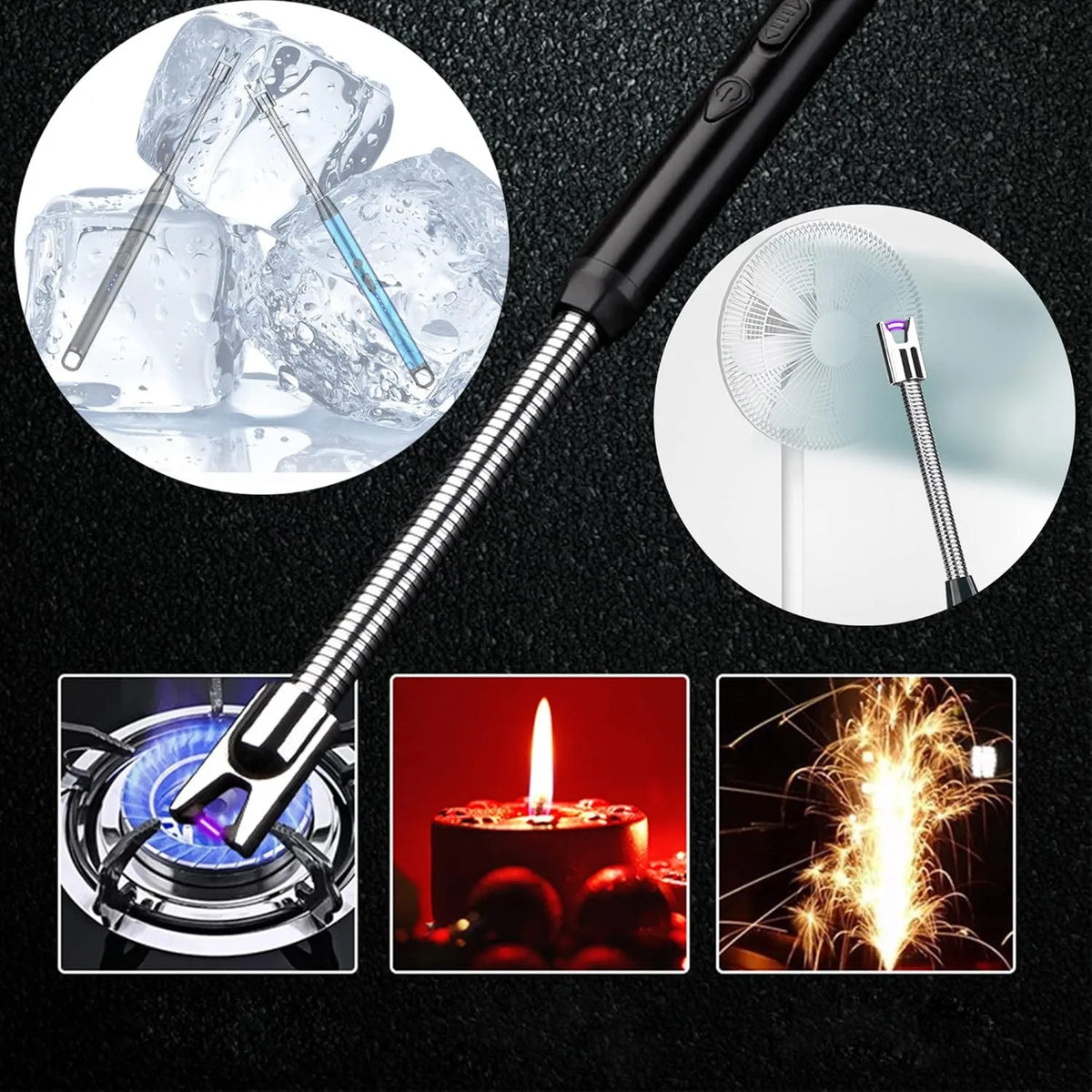Type-C Rechargeable Windproof Arc Lighter with Flexible Neck - Random Color